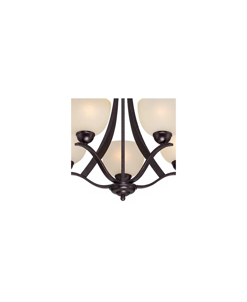 Regency Hill Airington Bronze Pendant Chandelier 23" Wide Rustic Scrolling Arms Indian Scavo Glass 5-Light Fixture for Dining Room Home Kitchen I