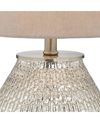 360 Lighting Cottage Accent Table Lamp 19 1/2" High Mercury Glass Teardrop Gray Drum Shade for Bedroom Bedside Nightstand Office