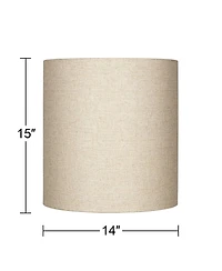 Springcrest 14" Top x 14" Bottom x 15" High x Lamp Shade Replacement Medium Tall Oatmeal Drum Rustic Linen Spider Harp Finial
