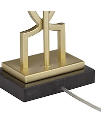 360 Lighting Modern Table Lamps 28 1/4" Tall Set of 2 Gold Metal White Rectangular Shade for Living Room Bedroom House Bedside