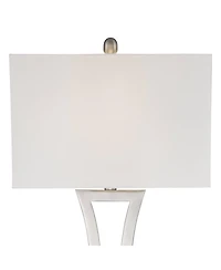 360 Lighting Roxie Modern Table Lamps 31" Tall Set of 2 Brushed Nickel Metal Off White Fabric Rectangular Shade for Bedroom Living Room Bedside O