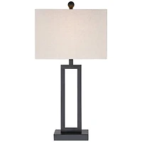 360 Lighting Aston 26" High Open Rectangle Modern Table Lamp Black Finish Metal Single Off-White Shade Living Room Bedroom Bedside