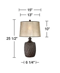 Franklin Iron Works Kelly 25 1/2" High Farmhouse Rustic Table Lamp Brown Single Mice Shade Living Room Bedroom (Colors May Vary)