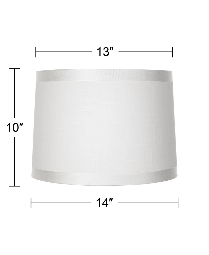 Springcrest Off-White Fabric Medium Drum Lamp Shade 13" Top x 14" Bottom x 10" High (Spider) Replacement with Harp and Finial