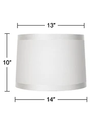 Springcrest Off-White Fabric Medium Drum Lamp Shade 13" Top x 14" Bottom x 10" High (Spider) Replacement with Harp and Finial