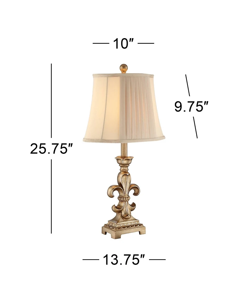 Regency Hill Louis Traditional Table Lamps 25 3/4" High Set of 2 Antique Gold Pleated Bell Shade for Bedroom Living Room Bedside Nightstand Offic