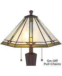 Robert Louis Tiffany Landford Traditional Mission Accent Table Lamp 22 1/2" High Bronze Stained Art Glass Shade for Bedroom Living Room Bedside O