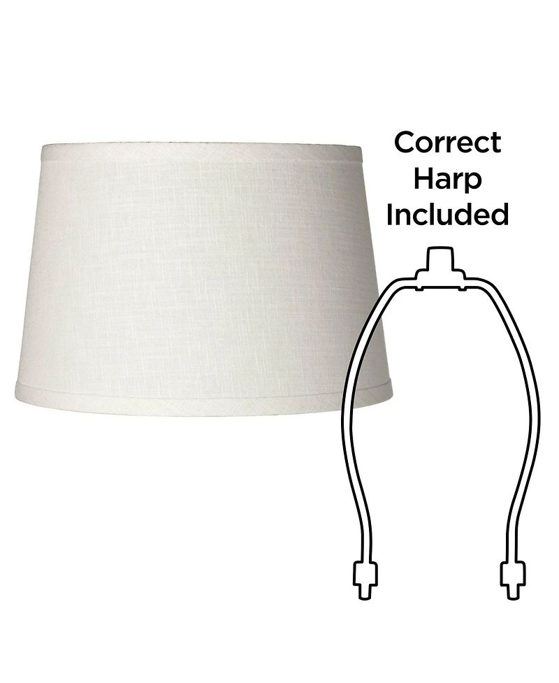 Springcrest Set of 2 White Small Hardback Drum Lamp Shades 10" Top x 12" Bottom x 8" High (Spider) Replacement with Harp and Finial