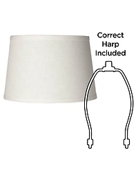 Springcrest Set of 2 White Small Hardback Drum Lamp Shades 10" Top x 12" Bottom x 8" High (Spider) Replacement with Harp and Finial