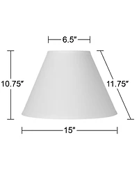 Springcrest Set of 2 Antique White Linen Medium Empire Lamp Shades 6.5" Top x 15" Bottom x 10.75" High (Spider) Replacement with Harp a