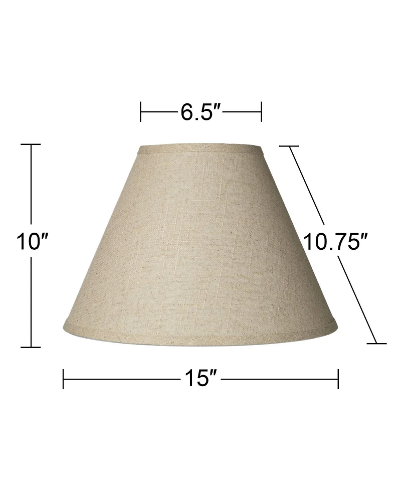 Springcrest Set of 2 Empire Lamp Shades Fine Burlap Medium 6.5" Top x 15" Bottom x 10.75" Slant Spider Replacement Harp and Finial