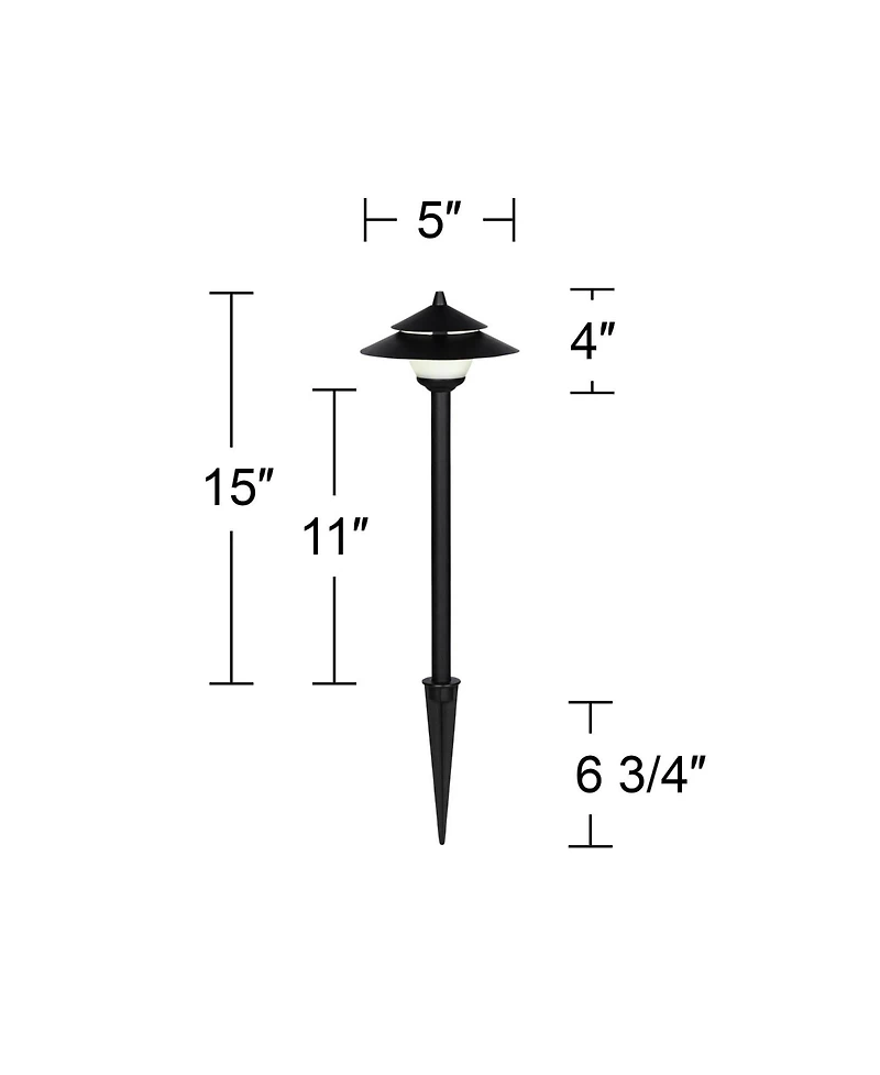 Pagoda Textured Black 8-Piece Led Landscape Path Light Set - John Timberland