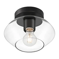 Possini Euro Design Gustin Modern Ceiling Light Semi Flush-Mount Fixture 8 3/4" Black Clear Glass for Bedroom Kitchen Living Room