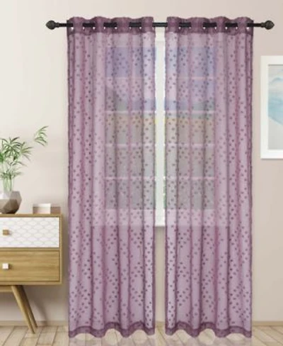Superior Poppy Floral Textured Sheer Window Curtain Panel Set