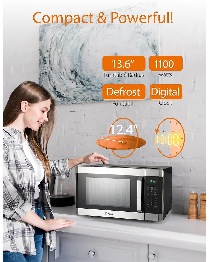 1.6 Cu. Ft. Counter Top Microwave,Stainless Steel