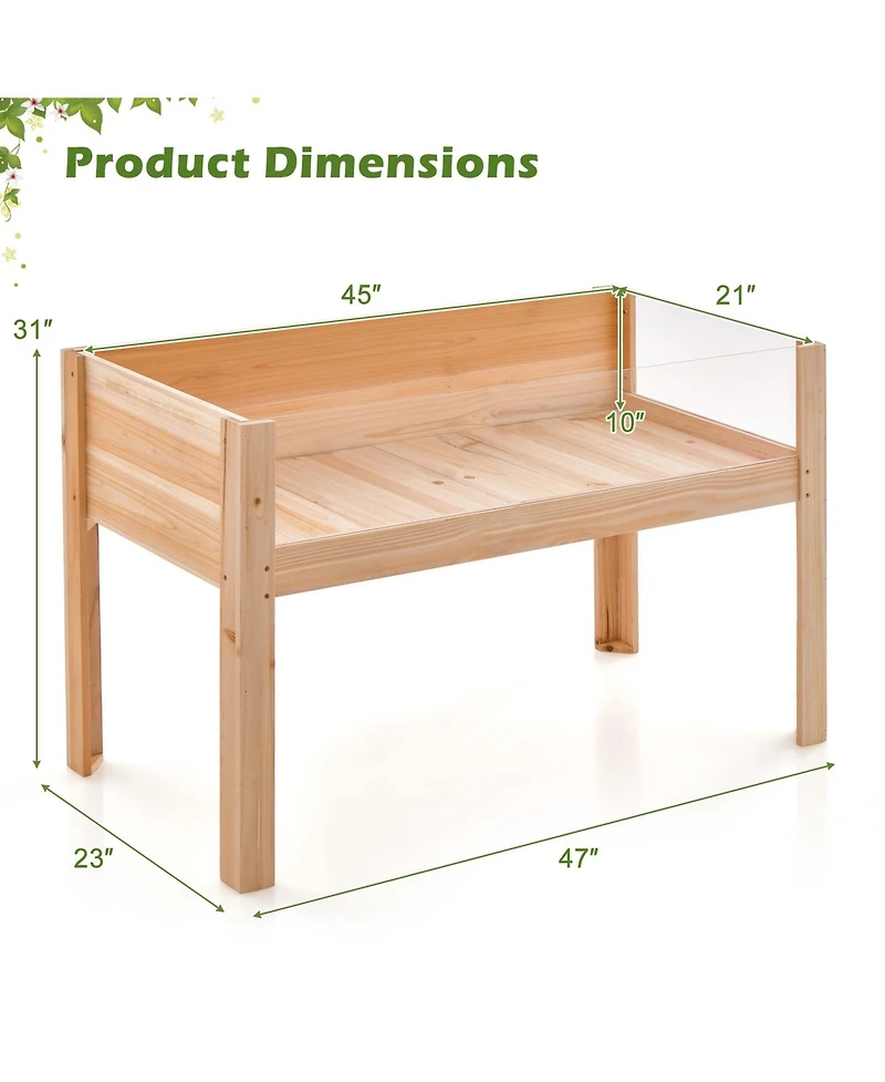 Raised Wooden Garden Bed 24" Elevated Planter Box Plant Terrarium with Drain Holes