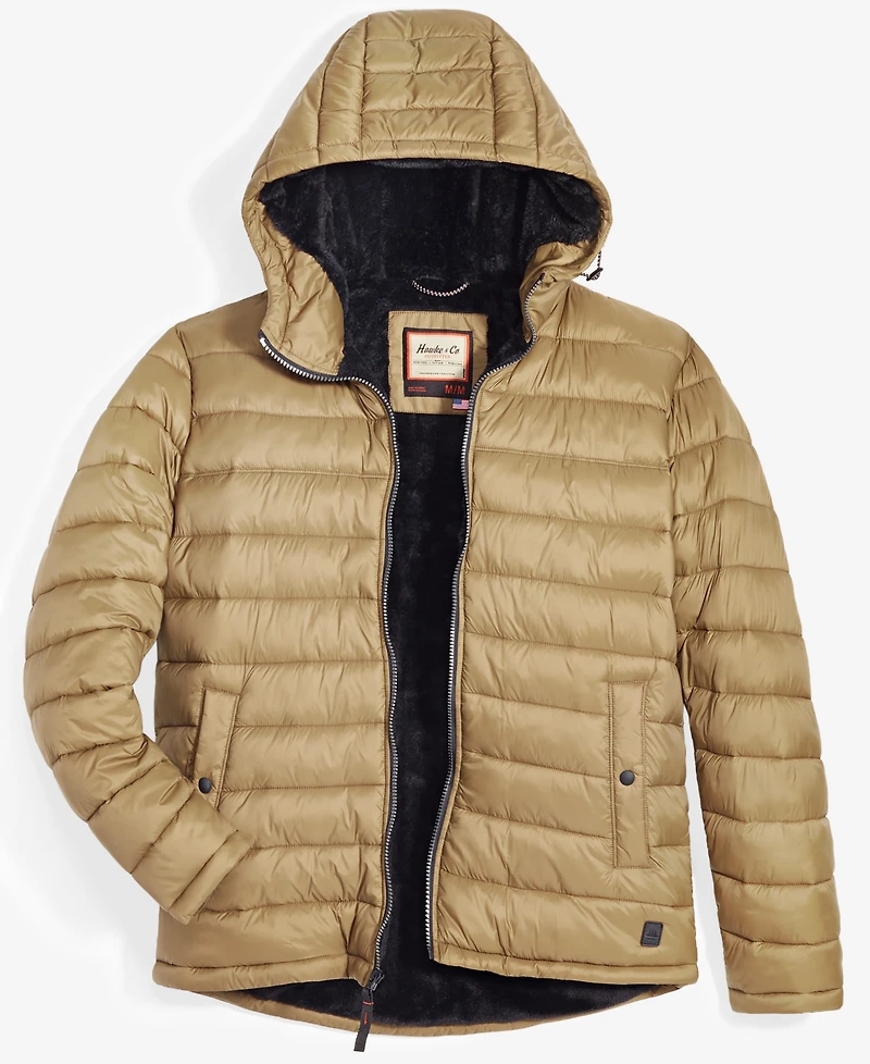 Hawke & Co. Men's Sherpa Lined Hooded Puffer Jacket