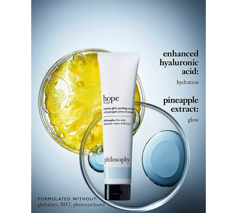 philosophy hope in a jar instant glow peeling mousse with pineapple extract & vitamin b5, 2.5-oz.