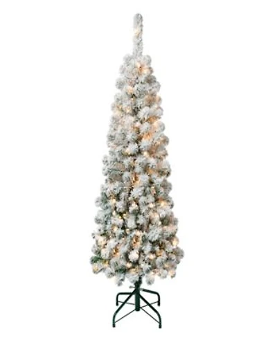 National Tree Company First Traditions Acacia Pencil Slim Flocked Tree