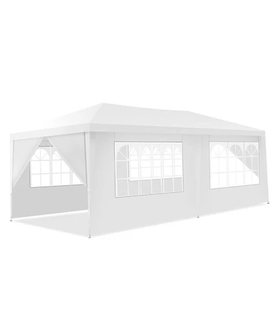 Slickblue 6 Sidewalls Outdoor Canopy Tent with Carry Bag-White