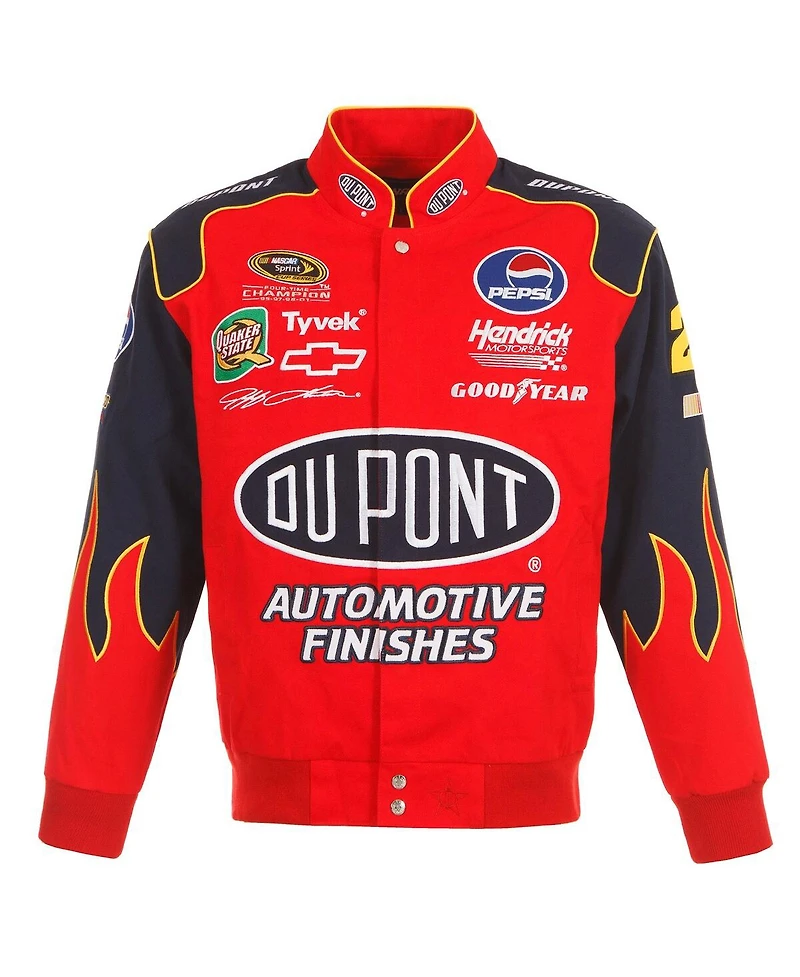 Jh Design Men's Red Jeff Gordon DuPont Twill Driver Uniform Full-Snap Jacket