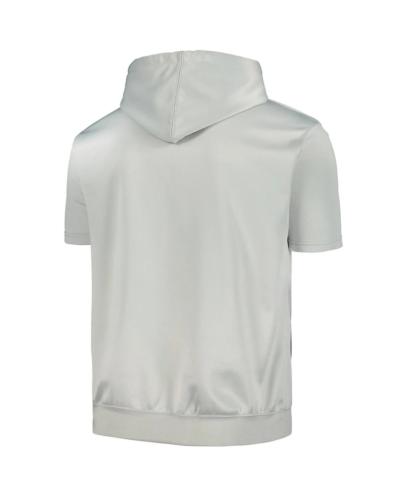 Fanatics Men's Silver/White Brooklyn Nets Short Sleeve Pullover Hoodie