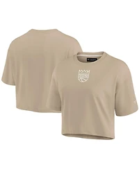 Fanatics Signature Women's Khaki Sacramento Kings Elements Super Soft Boxy Cropped T-Shirt