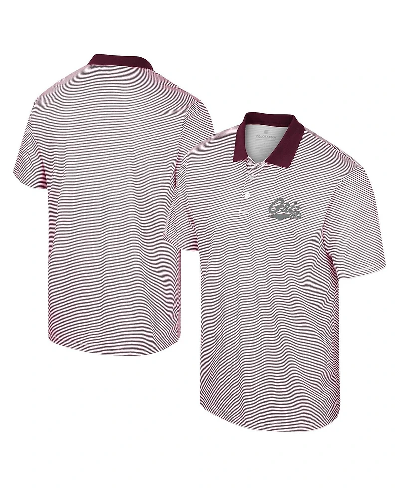 Colosseum Men's White Wyoming Cowboys Print Stripe Polo Shirt