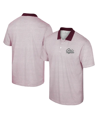 Colosseum Men's White Wyoming Cowboys Print Stripe Polo Shirt
