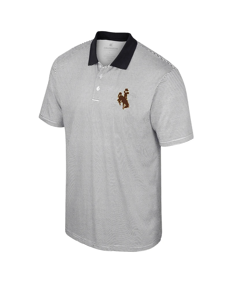 Colosseum Men's White/Maroon Montana Grizzlies Print Stripe Polo Shirt