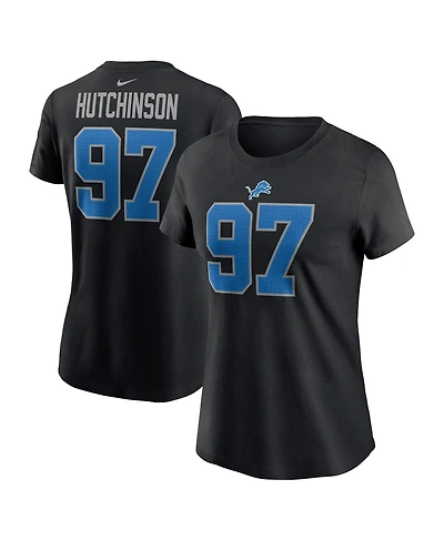 Nike Women's Aidan Hutchinson Black Detroit Lions Player Name Number T-Shirt