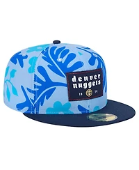 New Era Men's Blue Denver Nuggets Palm Fronds 2-Tone 59FIFTY Fitted Hat