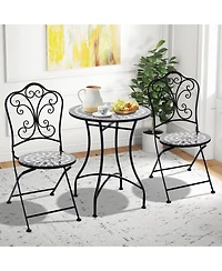 Slickblue 24 Inch Patio Bistro Table with Ceramic Tile Tabletop