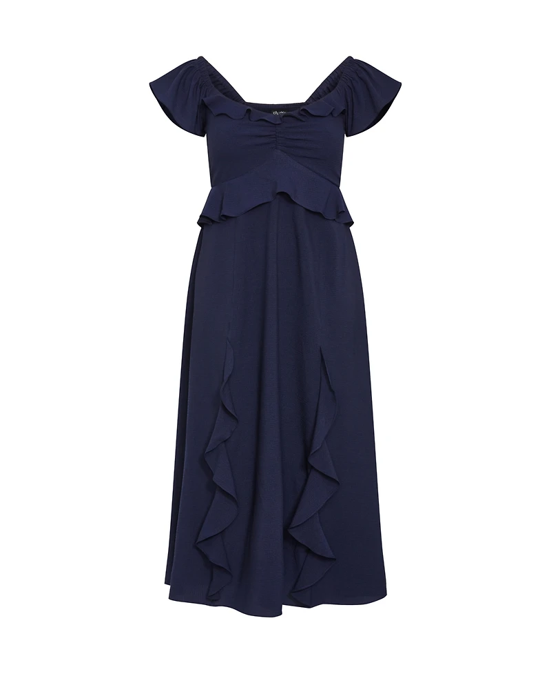 City Chic Plus Fee Frill Maxi Dress