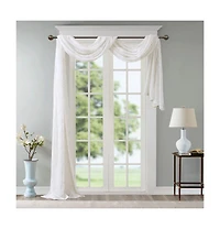 Madison Park Irina Diamond Sheer Embroidered Window Scarf Drapes