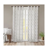 Madison Park Saratoga Fretwork Print Grommet Top Window Curtain Panel
