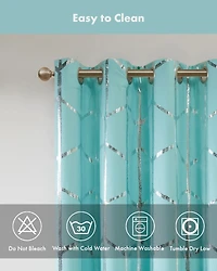 Intelligent Design Raina Total Metallic Print Blackout Curtain Single Panel For Bedroom, Antique Silver Grommet Top Fit Up To 1.25 Inches Rod C