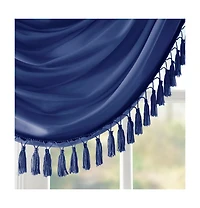 Madison Park Elena Faux Silk Waterfall Embellished Valance Window for Bedroom and kitchen, Lining Rob Pocket/Back Tab valances windows