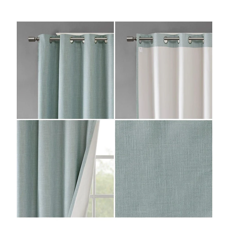 Maya Heathered Blackout Curtain 1 Panel for bedroom, Grommet top fit up to 1.25 inches rod Single Curtain Panel for Living Room, Width 50 length 54 in