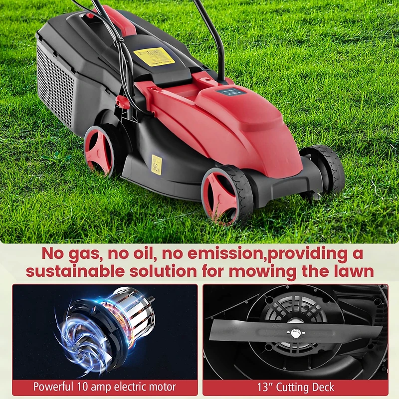 Electric Corded Lawn Mower 12-amp 14-Inch Walk-Behind Lawnmower with Collection Box