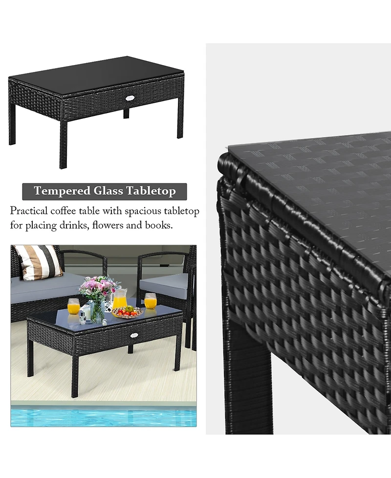 8PCS Patio Rattan Furniture Set Garden Deck