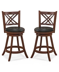 29'' Swivel Bar Stools Set of 2 Upholstered Counter Stools with Cushion & Footrests