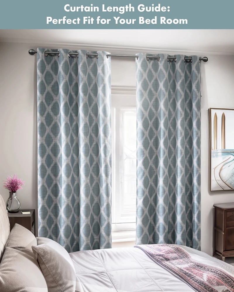 Blakesly Ikat blackout curtains for bedroom, Silver grommet top fit up to 1.25 inches rod Single Curtain Panel for Living Room, Width 50 length 95 inc
