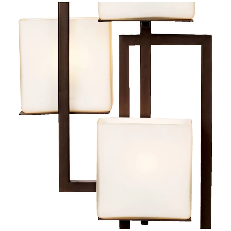 Possini Euro Design Lighting on the Square Modern Table Lamp 24" High Roman Bronze Metal Opal Glass Shade for Bedroom Living Room House Home Beds