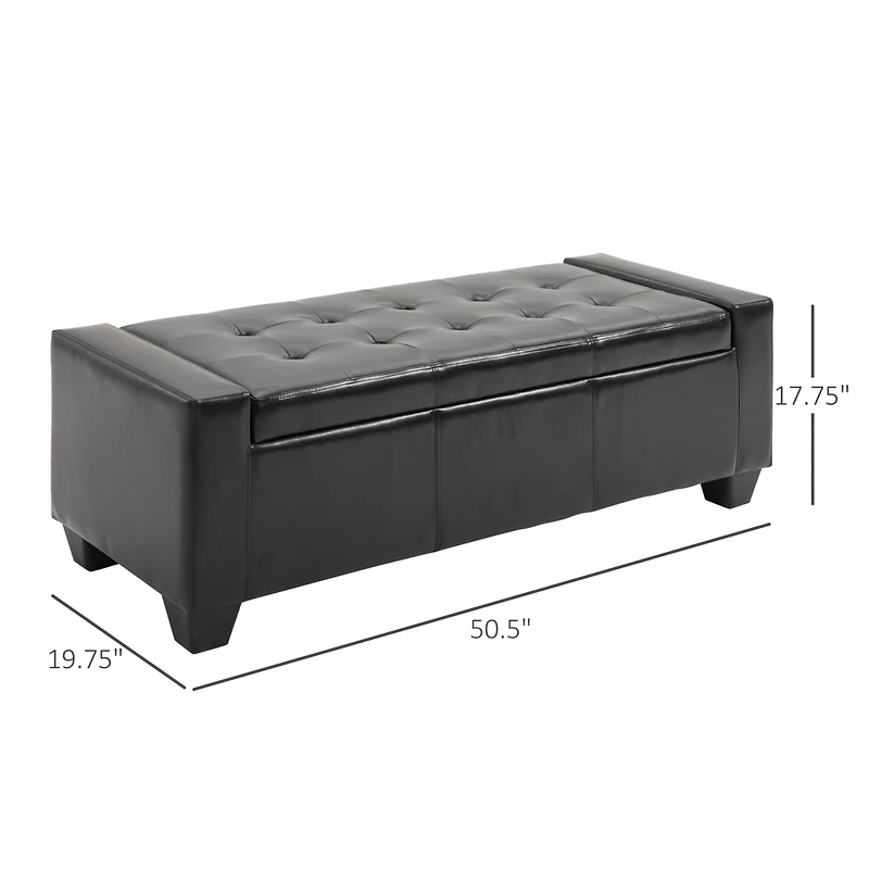 Homcom Modern Ottoman Bench Seat Faux Leather Sofa Shoe Storage Footrest