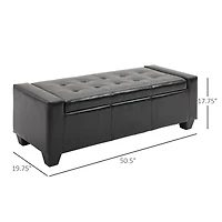 Homcom Modern Ottoman Bench Seat Faux Leather Sofa Shoe Storage Footrest