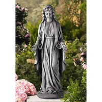 John Timberland Virgin Mary Statue Sculpture Catholic Decor Outdoor Garden Front Porch Patio Gray Stone Finish Ceramic 29" Tall