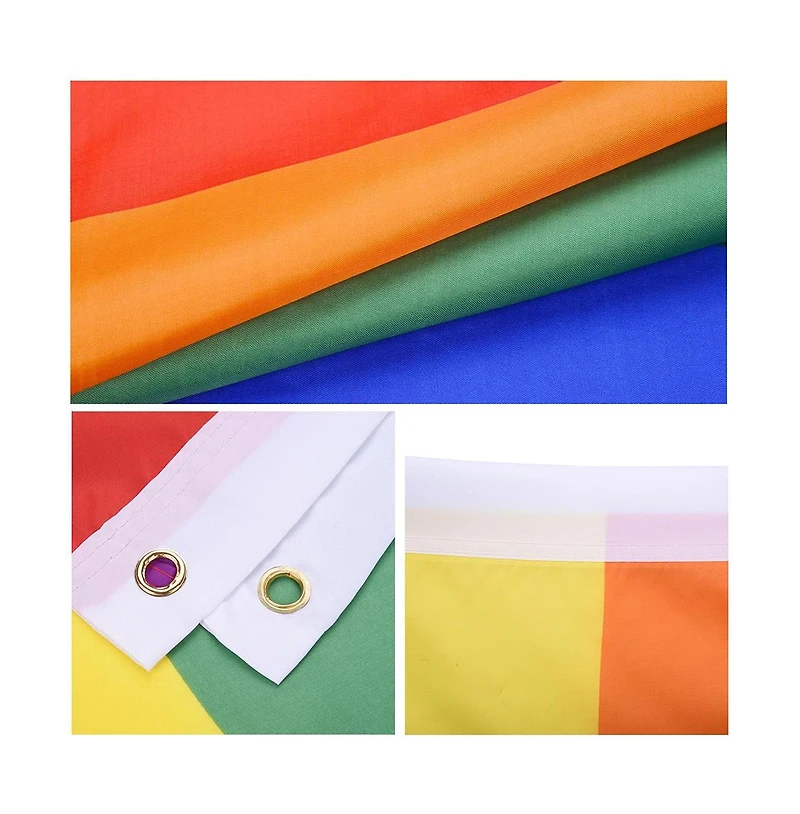 3 x 5 Ft. Rainbow Flags Gay Lesbian Pride Peace Banner w/ Metal Grommets Lgbt Symbol Flag