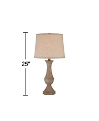 Regency Hill Avery Traditional Table Lamps 25" High Set of 2 Faux Wood with Usb Charging Port Led Touch On Off Beige Shades for Living Room Home