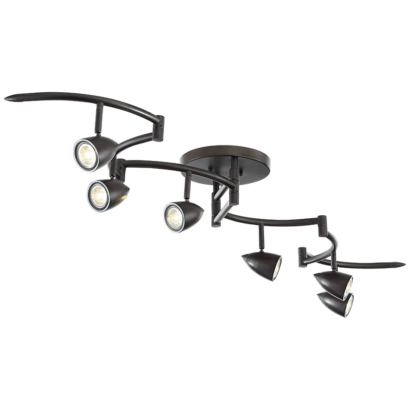 Pro Track Heavy Duty Axel 6-Head Led Ceiling Track Light Fixture Kit Spot Light GU10 Black Metal Farmhouse Rustic Kitchen 72" Wide